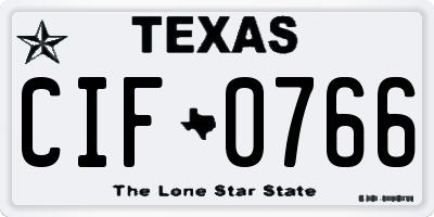 TX license plate CIF0766