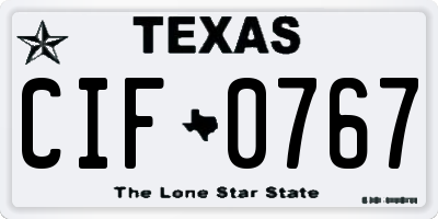 TX license plate CIF0767