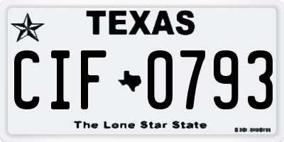 TX license plate CIF0793