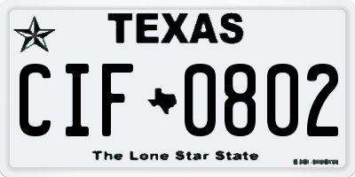 TX license plate CIF0802