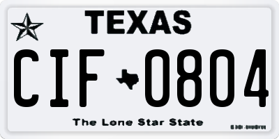 TX license plate CIF0804