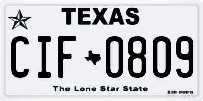 TX license plate CIF0809