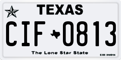TX license plate CIF0813