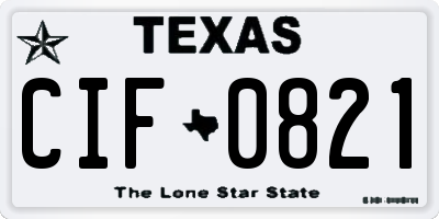 TX license plate CIF0821