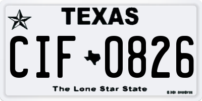TX license plate CIF0826