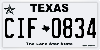 TX license plate CIF0834