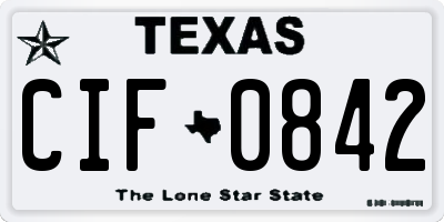 TX license plate CIF0842