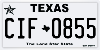 TX license plate CIF0855