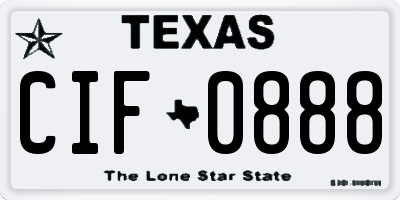 TX license plate CIF0888