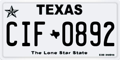 TX license plate CIF0892