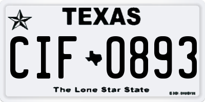 TX license plate CIF0893