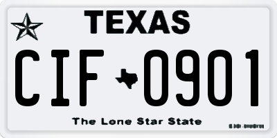 TX license plate CIF0901