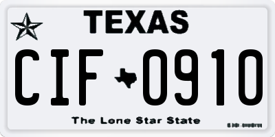 TX license plate CIF0910