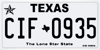 TX license plate CIF0935