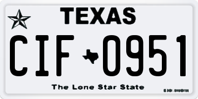 TX license plate CIF0951
