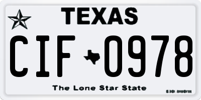 TX license plate CIF0978