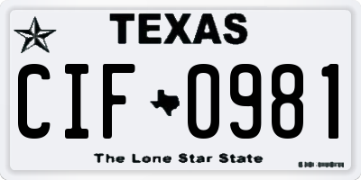 TX license plate CIF0981