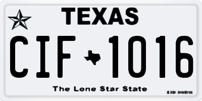 TX license plate CIF1016
