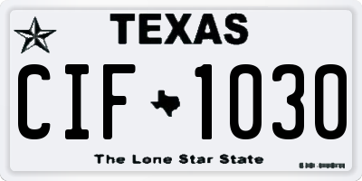 TX license plate CIF1030