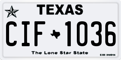 TX license plate CIF1036