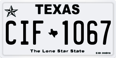 TX license plate CIF1067