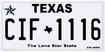 TX license plate CIF1116