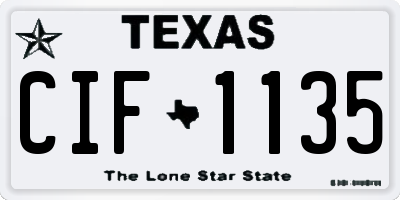 TX license plate CIF1135