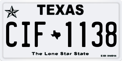 TX license plate CIF1138