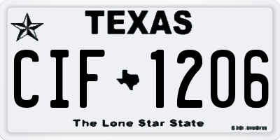 TX license plate CIF1206