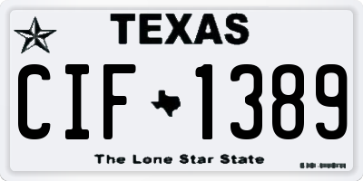 TX license plate CIF1389