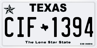 TX license plate CIF1394