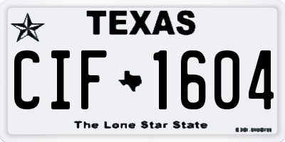 TX license plate CIF1604