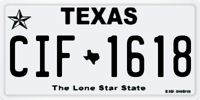 TX license plate CIF1618