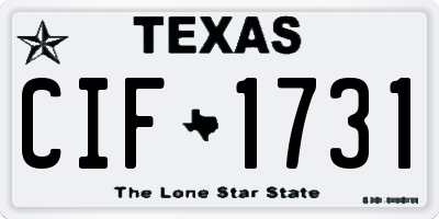 TX license plate CIF1731