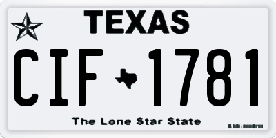 TX license plate CIF1781