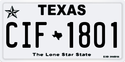 TX license plate CIF1801