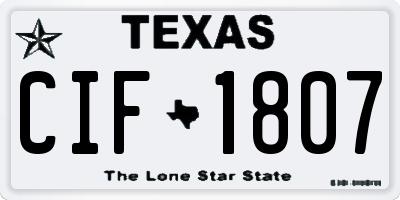 TX license plate CIF1807