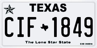 TX license plate CIF1849