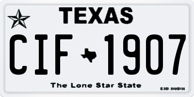 TX license plate CIF1907