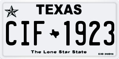 TX license plate CIF1923