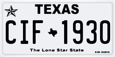 TX license plate CIF1930