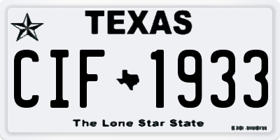 TX license plate CIF1933