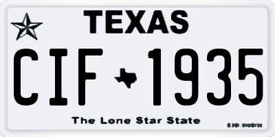 TX license plate CIF1935