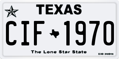 TX license plate CIF1970