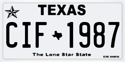 TX license plate CIF1987