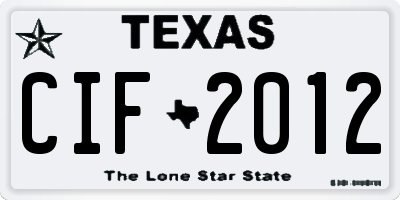 TX license plate CIF2012