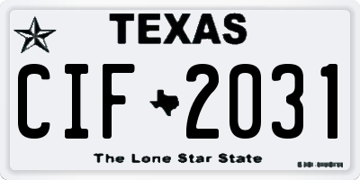 TX license plate CIF2031