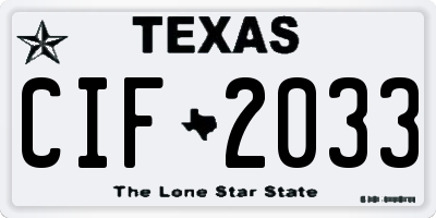 TX license plate CIF2033