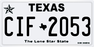 TX license plate CIF2053