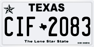 TX license plate CIF2083